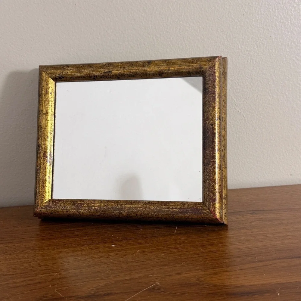 Vintage Gold Framed Wall Mirror Taiwan ROC Small Hollywood Regency Cottagecore