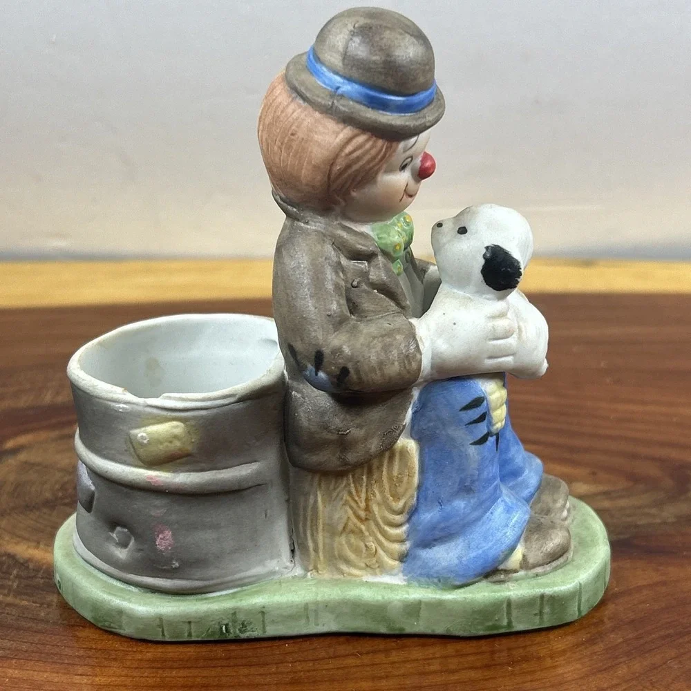 Vintage Jasco Hobo Luvkins Candle Holder‎ Clown Hobo With Puppy