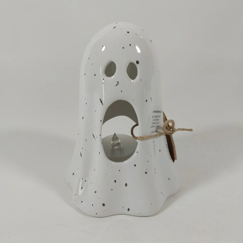 Mud Pie Ghost Tealight‎ Candle Holder Stars Ceramic 5