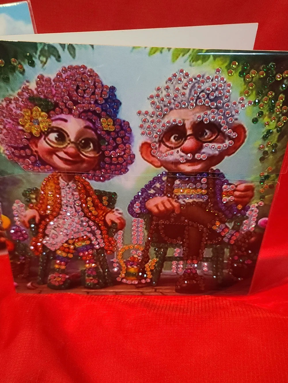 Whimsical Grandparents Diamond Art TWO Greeting Cards- NWT