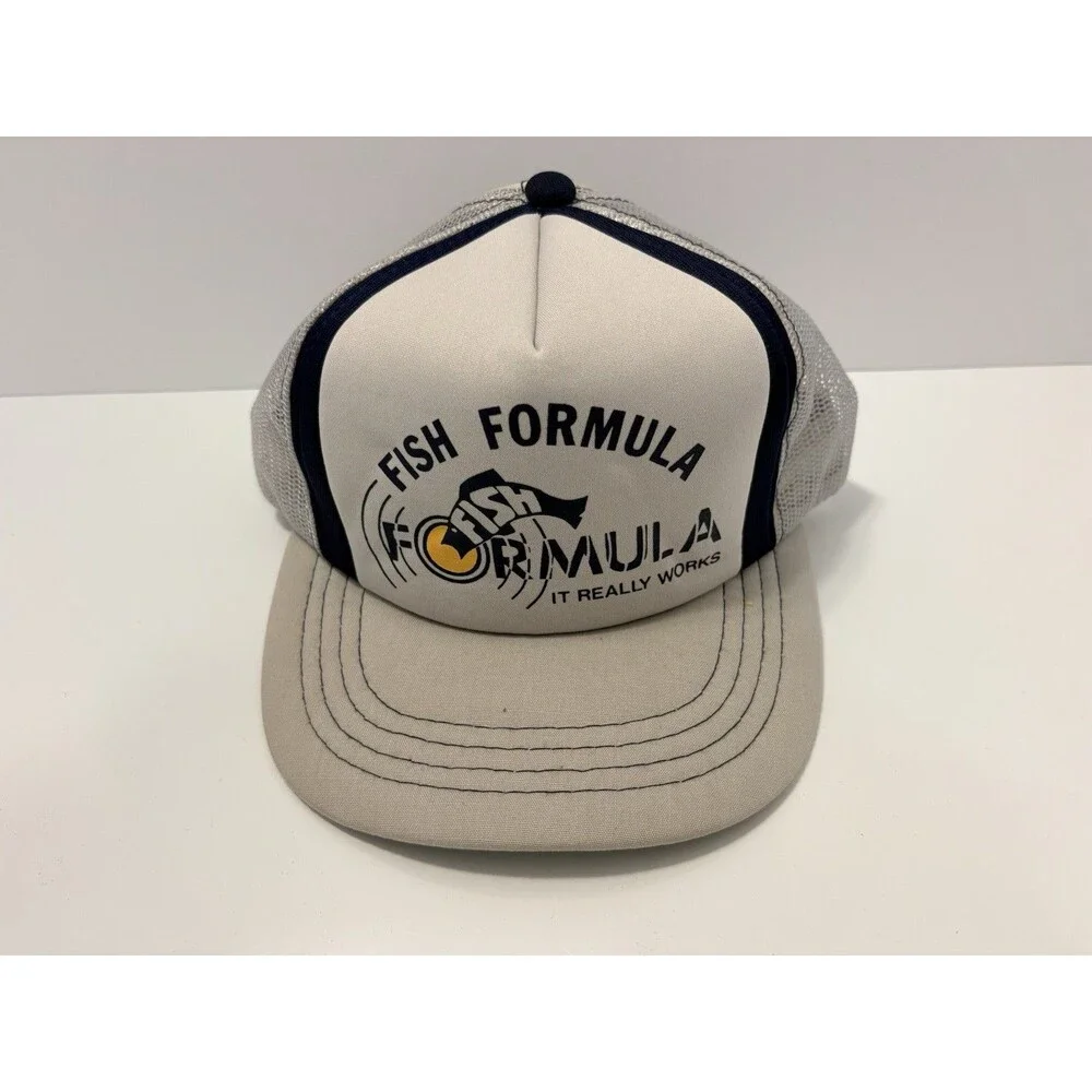 FISH FORMULA SnapBack Hat Trucker VTG 60% Cotton Gray OSFA It Really Works.