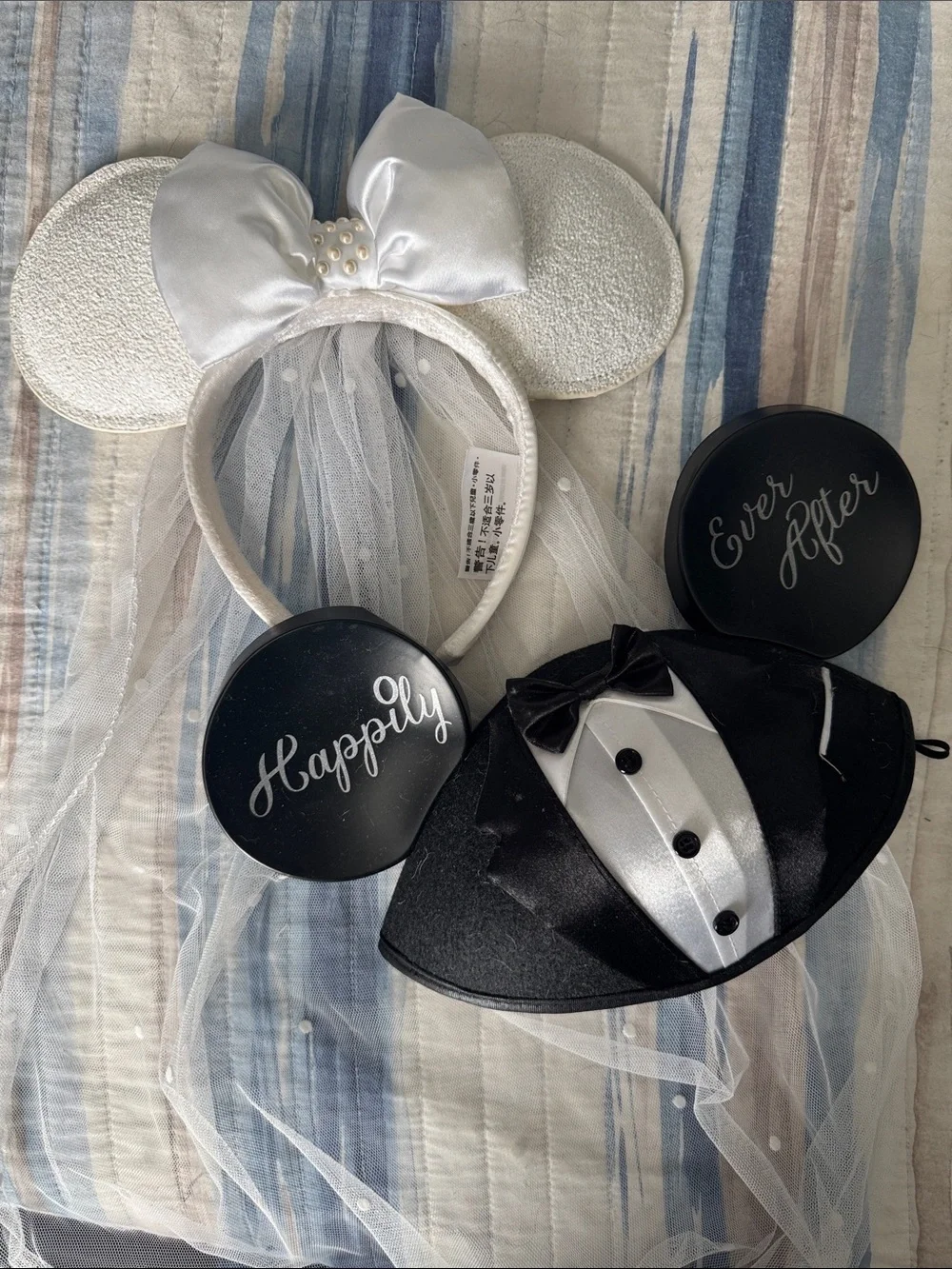 Bride and Groom Wedding Minnie Ears Set - White & Black