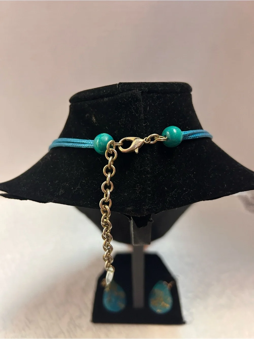 Handcrafted Teal & Orange Statement Necklace and Earring Set