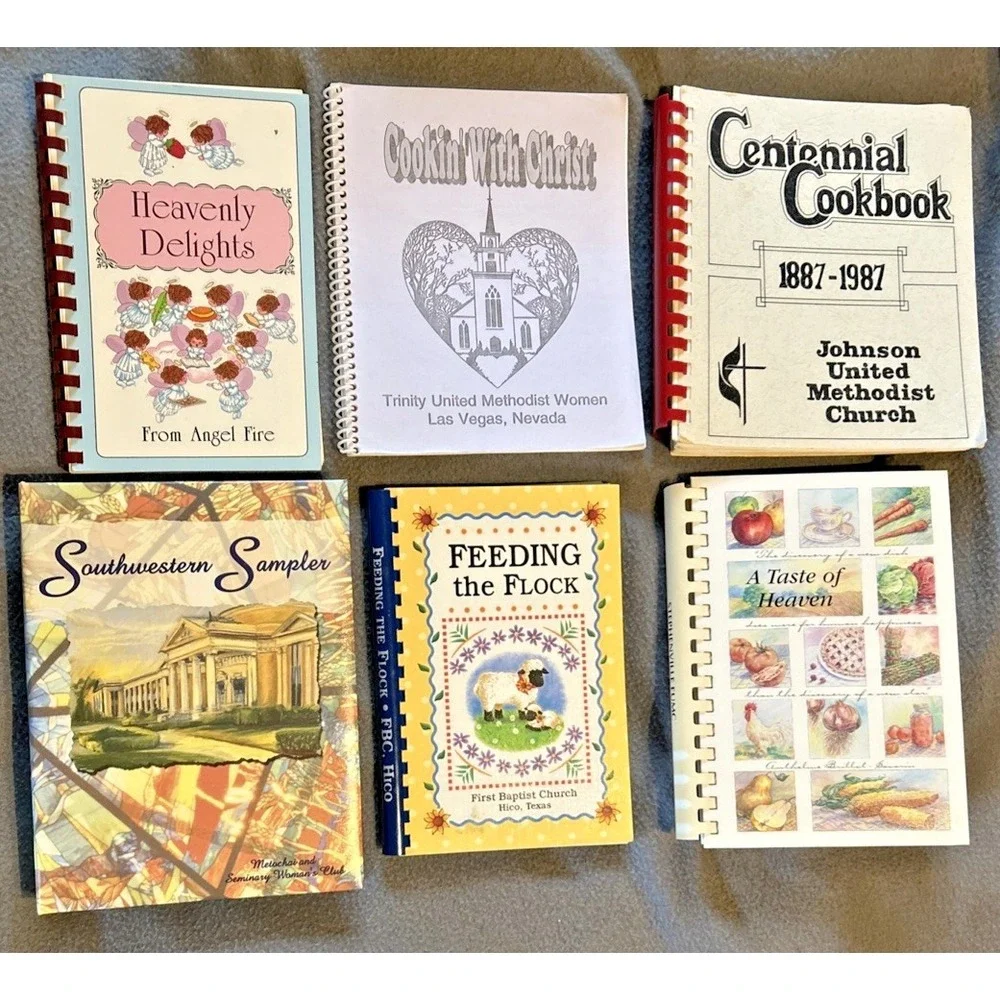 Lot Of 6 Spiral‎ Bound Cookbooks Church, Family And Community