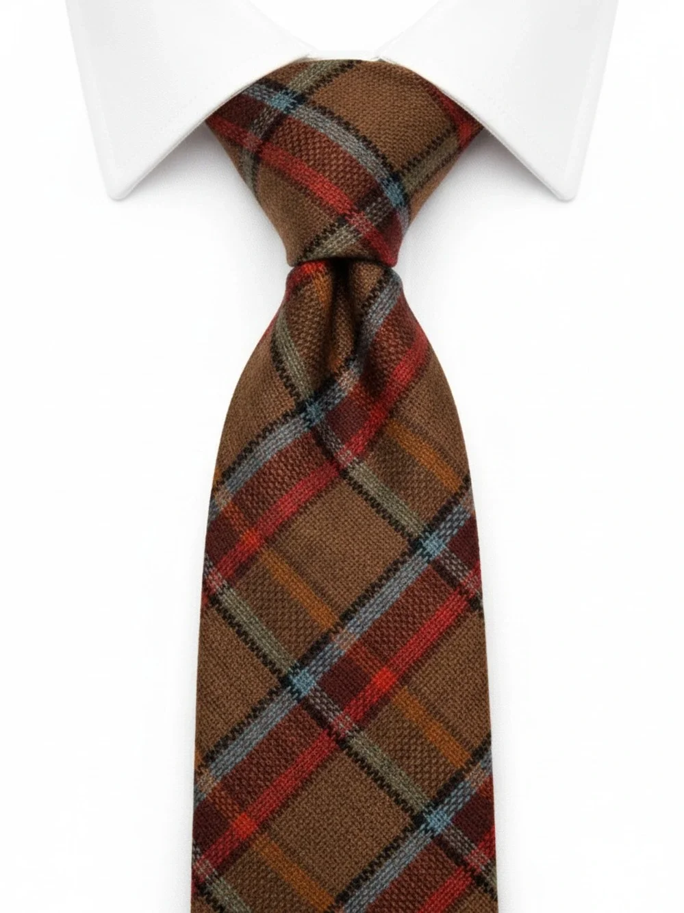 Woven in Scotland 100% Pure New Wool Brown Tartan Plaid Neck Tie