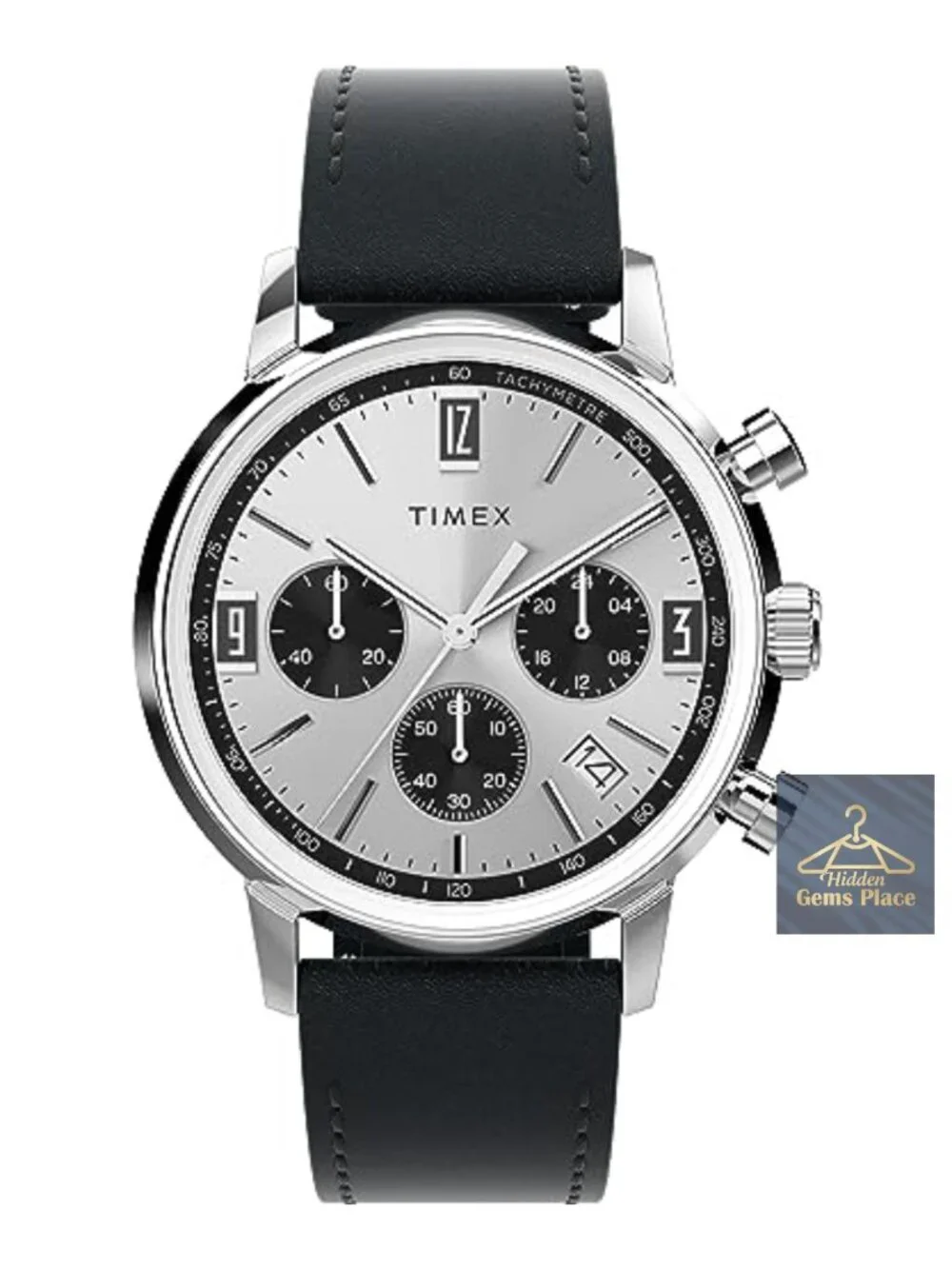 Men's 40mm Marlin Watch - Quartz Chronograph, Leather Strap, Stainless Steel
