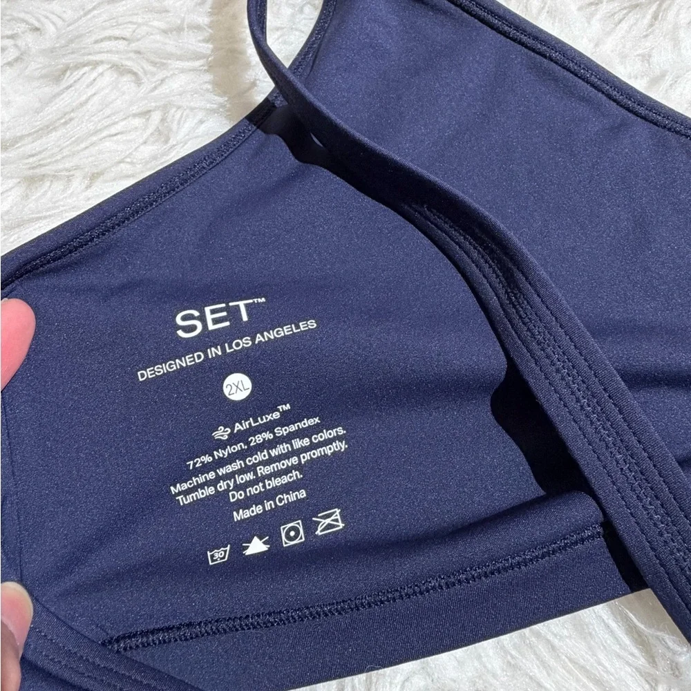 SET Active XL / XXL Navy Blue Matching Workout Set Sports Bra Shorts Airluxe