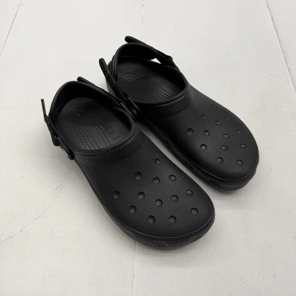Crocs All Terrain Clog Shoes Mens Size 12 Black Adjustable Strap Slip On Comfort