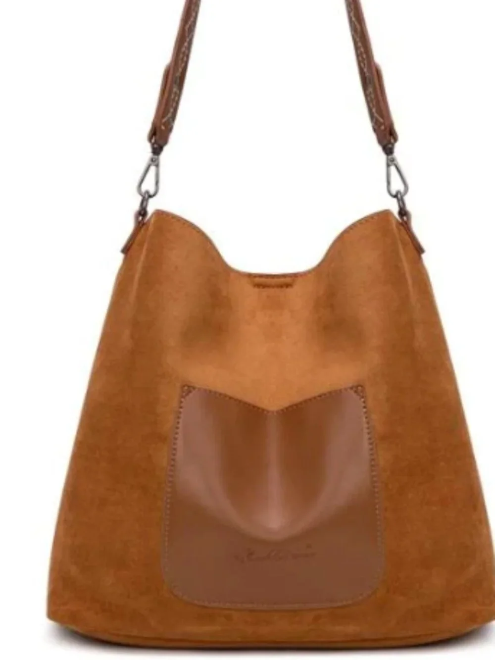 Montana West Boot Stitch Fringe Hobo Bag, Brown NWT