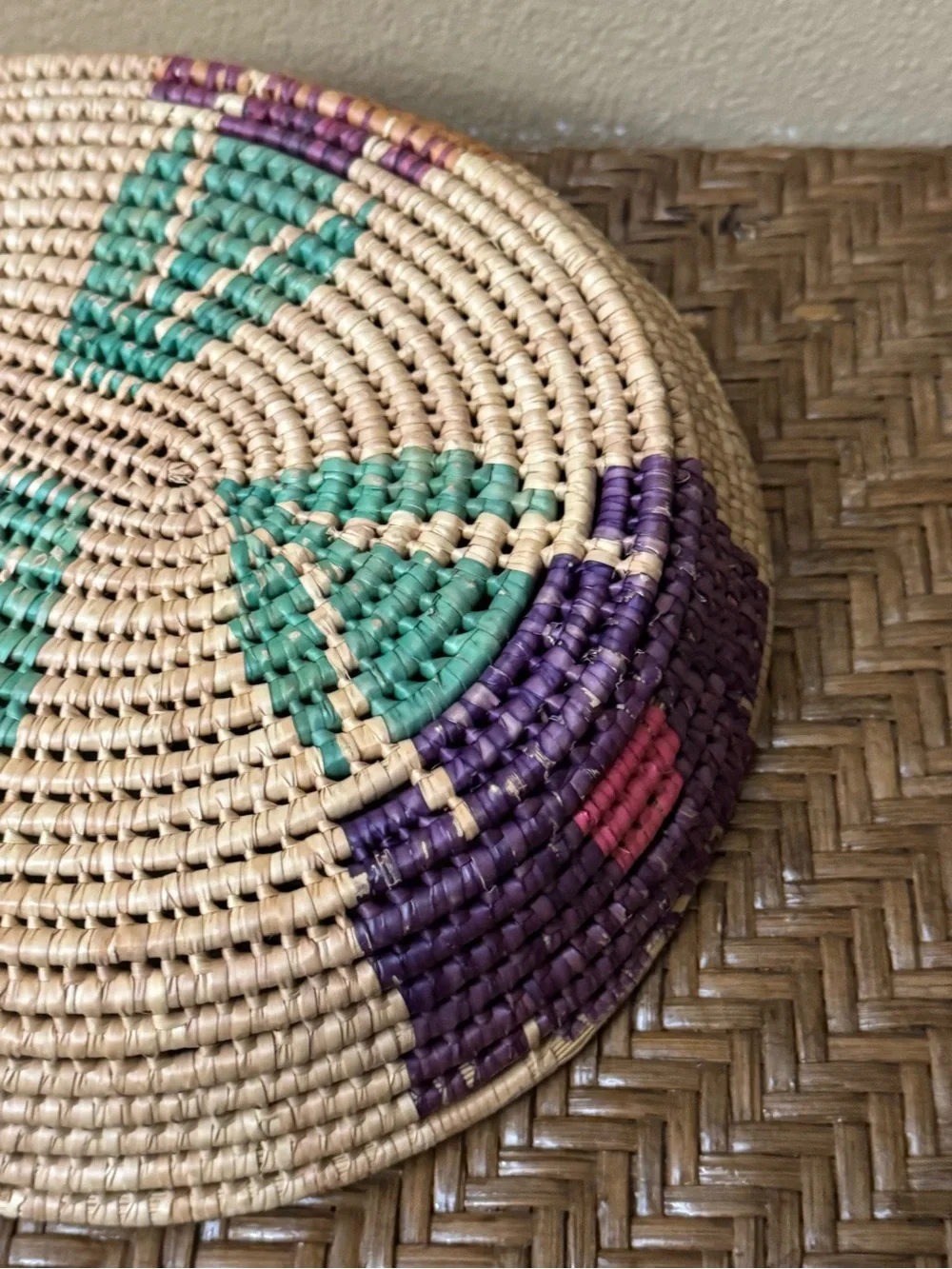 Vintage Basket Woven Colorful Design