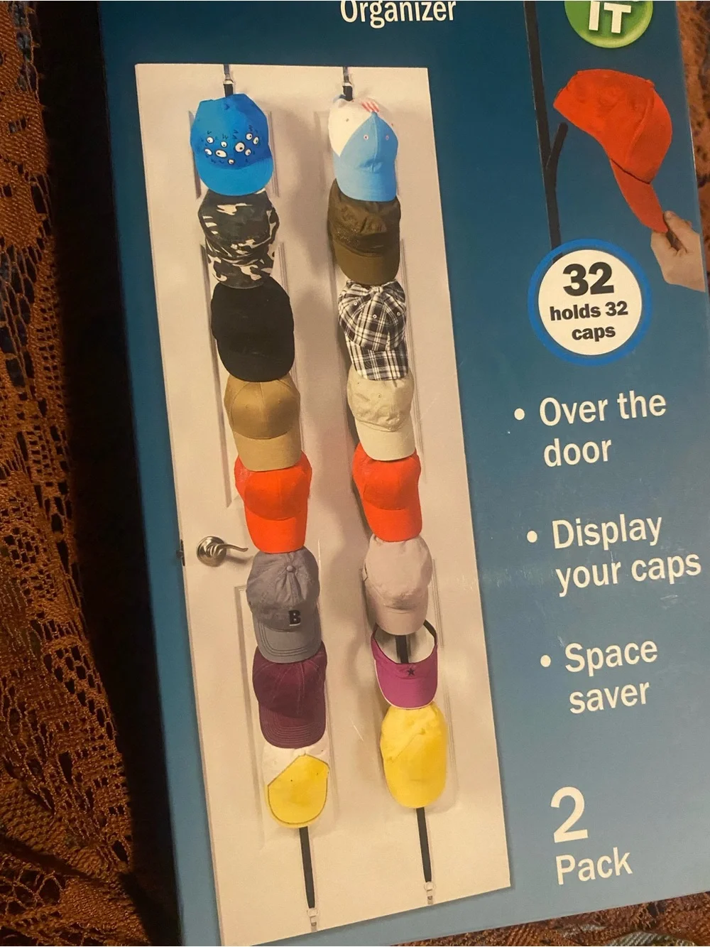 Cap Rack Organizer- 32 Hat Capacity!