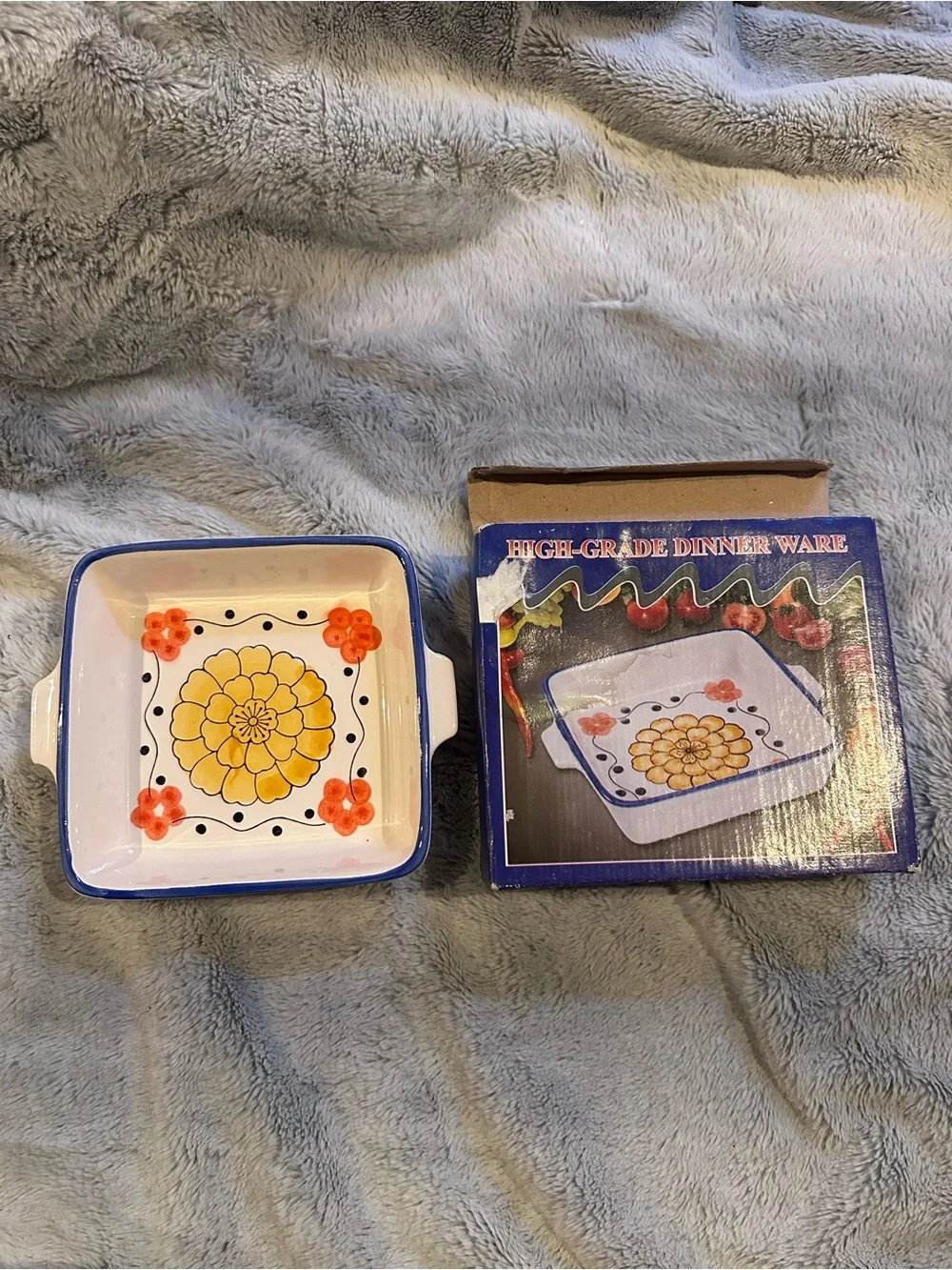Decorative Ceramic Serving Dish with Yellow Floral Design - Home Kitchen