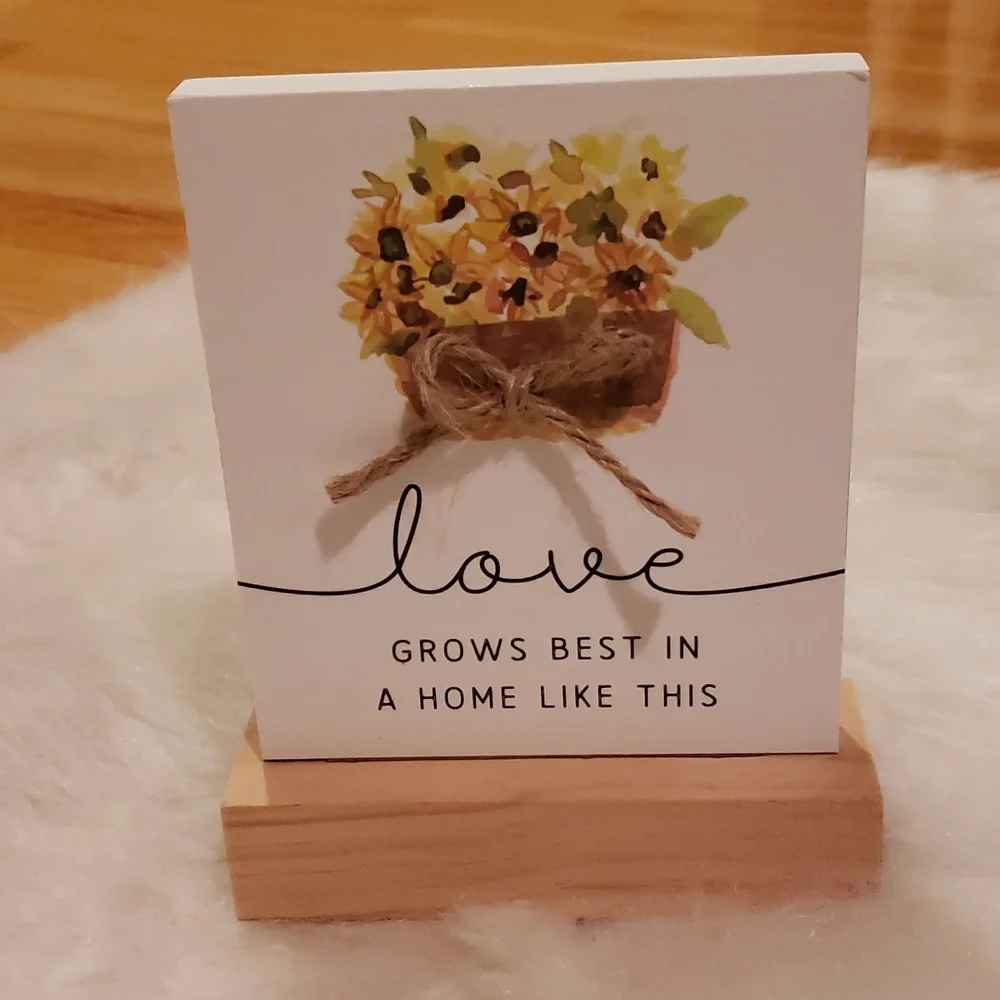 Rustic Farmhouse Love Grows‎ Best In a Home Like This Wood Base Home Decor Sign