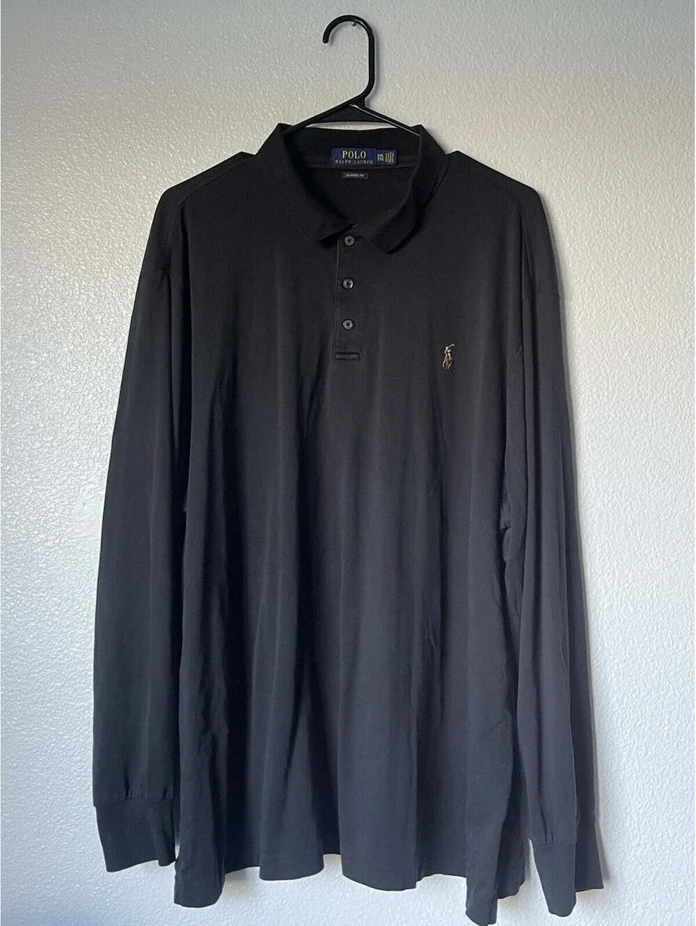 Polo Ralph Lauren Flesh Pony Pima Soft Touch Black Long Sleeve Shirt Size XXL