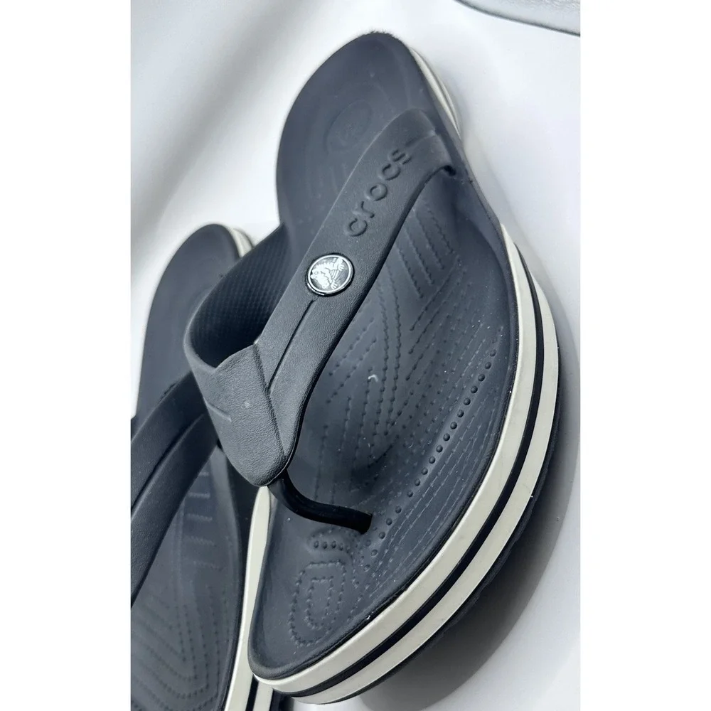 Crocs Flip Flip Mens 11‎ Slide On Blue White Summer Beach Boating Outdoor