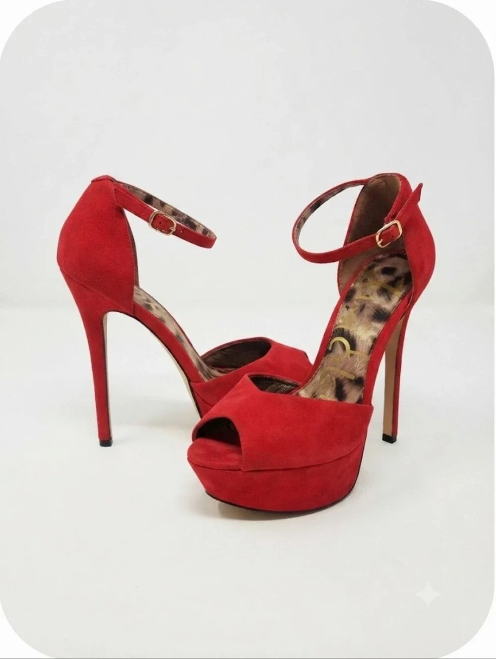 Sam Edelman Red Marina Ankle Steap Platform Stilletos 7.5