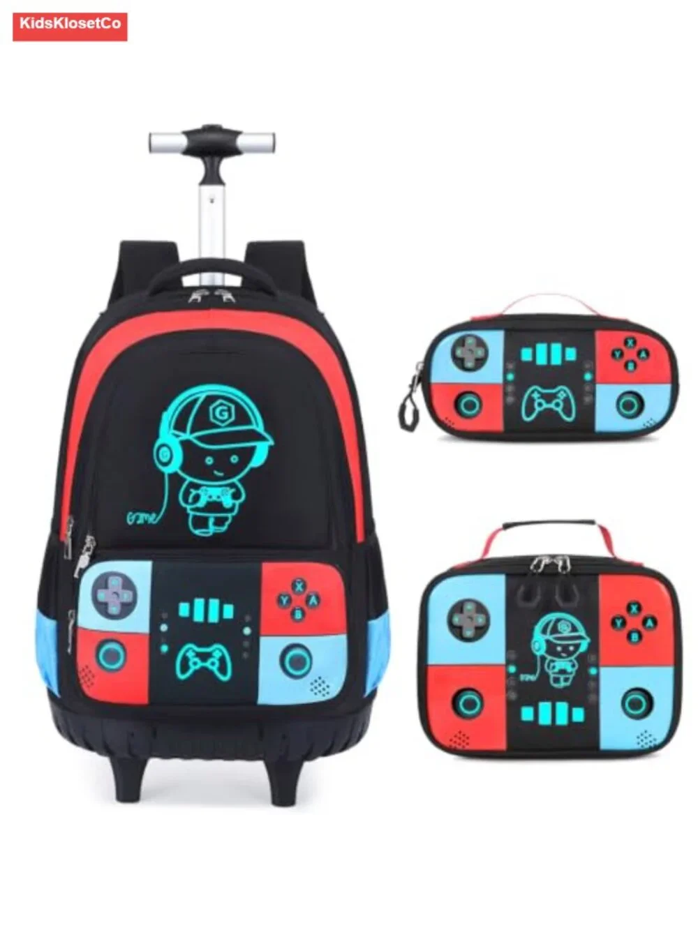 3-in-1 Kids Rolling Backpack with Wheels for Boys - School, Travel