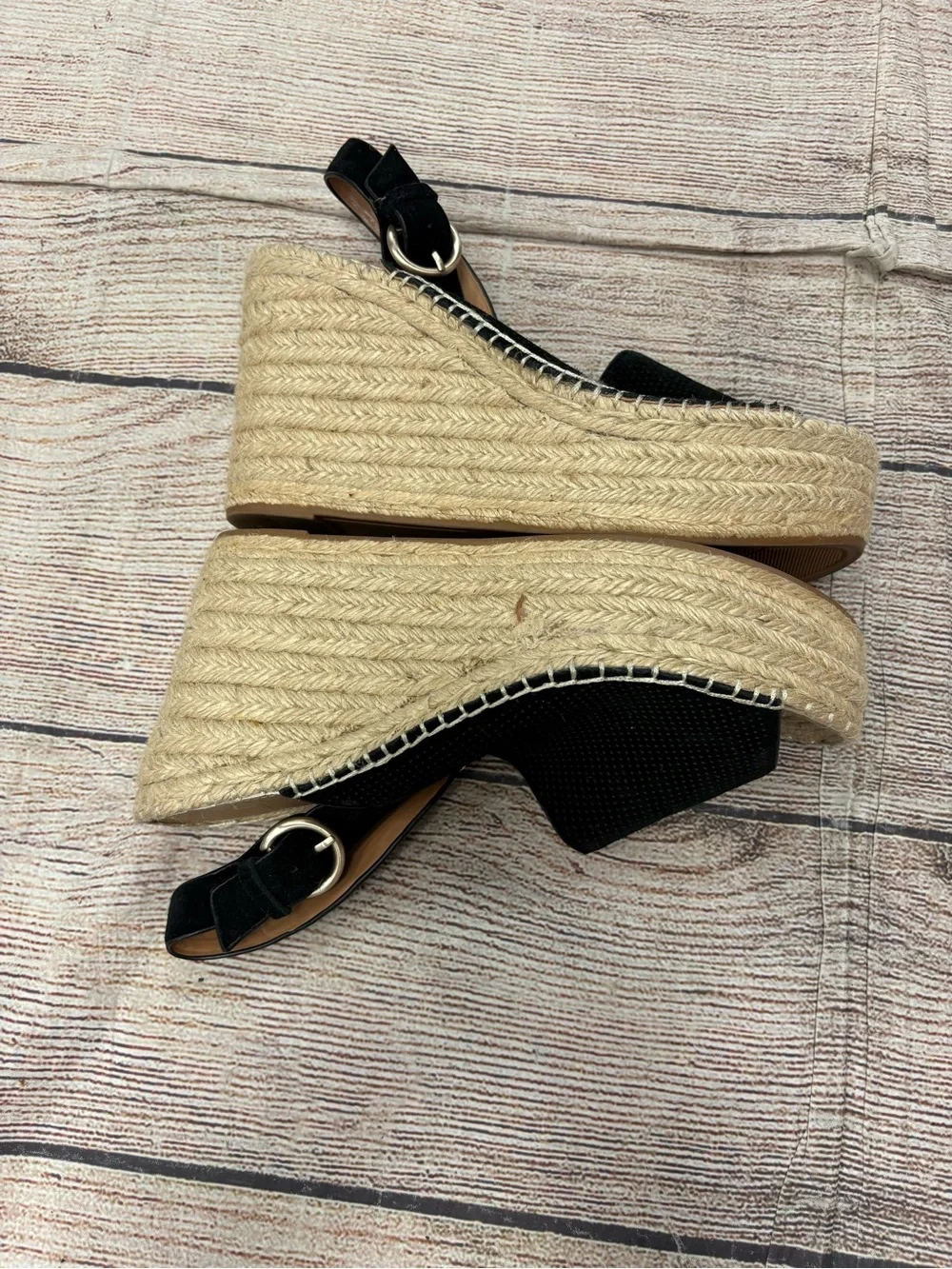 😍 Marc Fisher Black Espadrille Platform Wedge Sandals