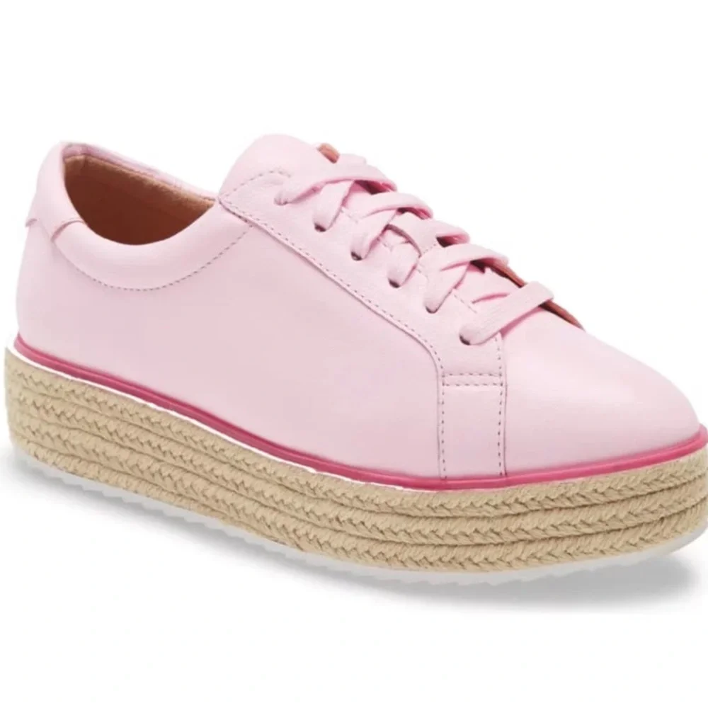 HALOGEN x ATLANTIC PACIFIC Pink Leather Espadrille Pointy Sneakers 8.5