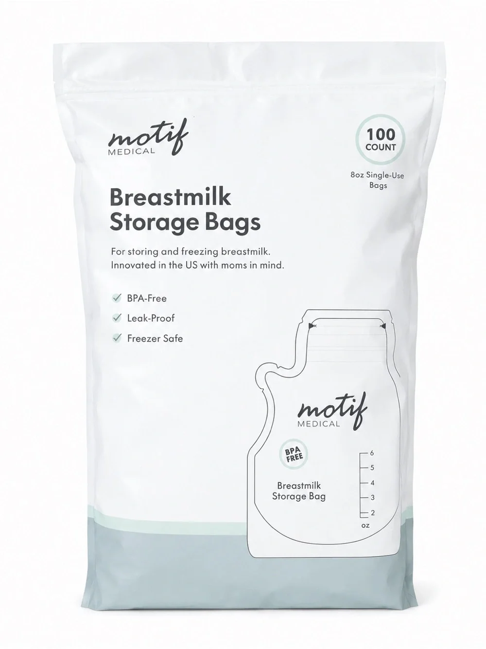 motif Medical White Breastmilk Storage Bags - 100 Count