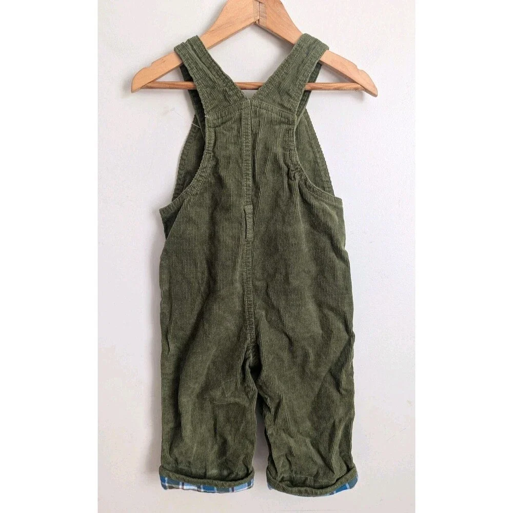 Y2k Gymboree Silly Monkey  Corduroy Overalls 12-18 months Green 100% Cotton Boys