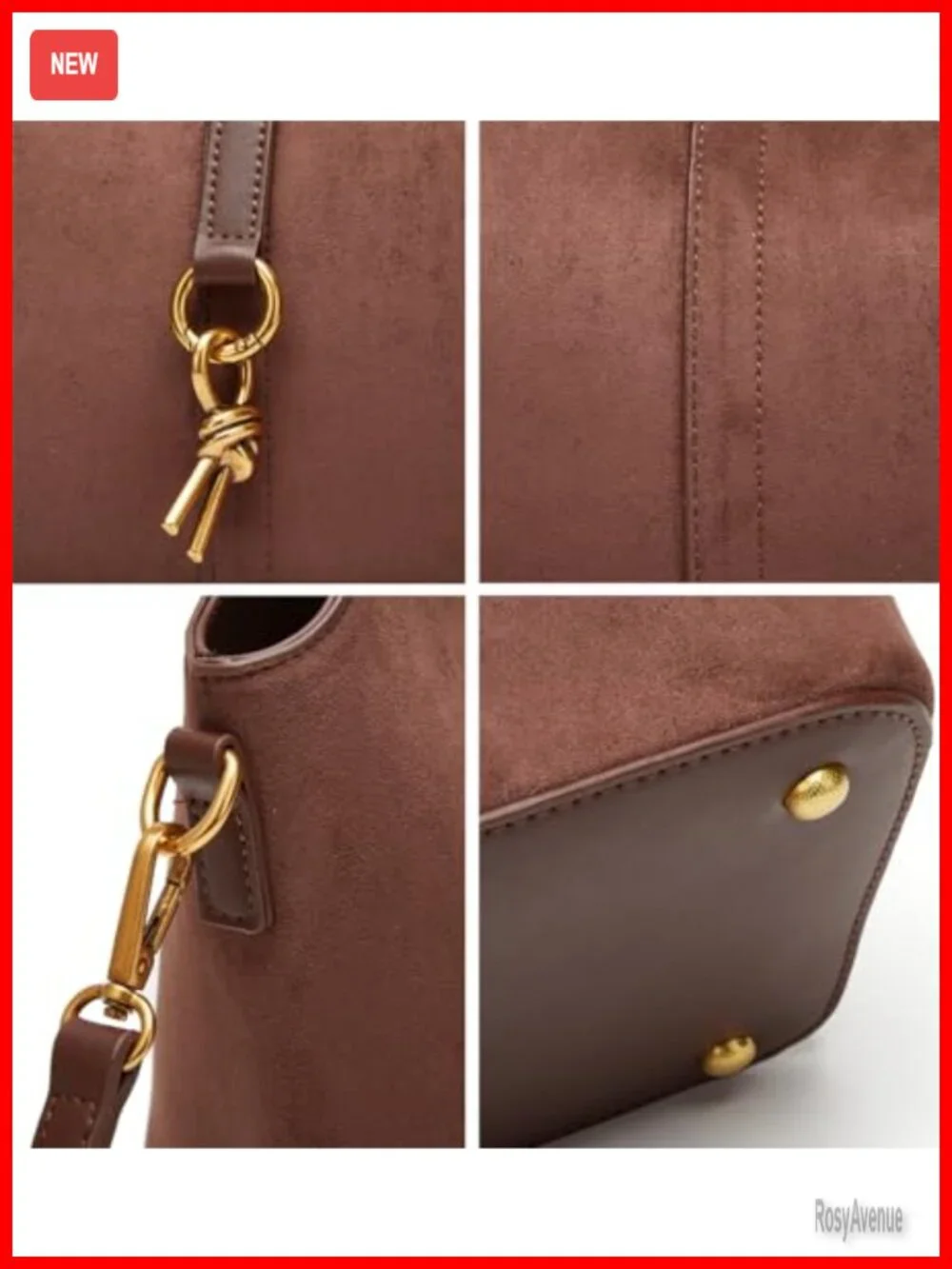 Vegan Leather Bucket Bag Ladies Retro Hobo Shoulder Crossbody Tote