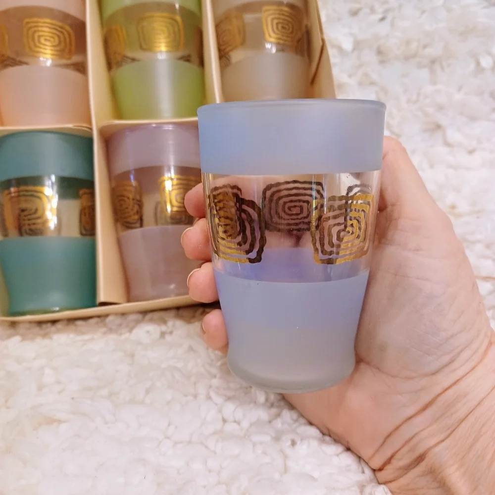 MCM MID CENTURY MODERN Frosted Glasses Rare New In Box