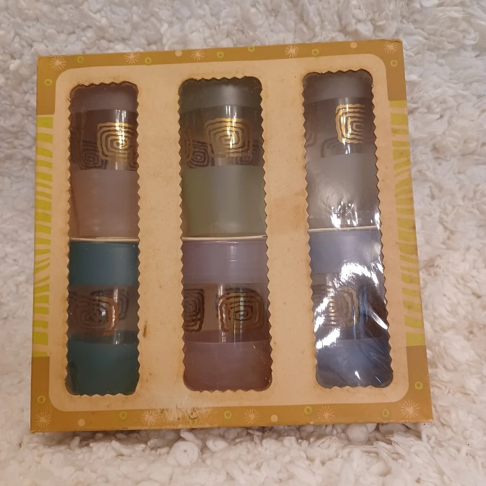 MCM MID CENTURY MODERN Frosted Glasses Rare New In Box