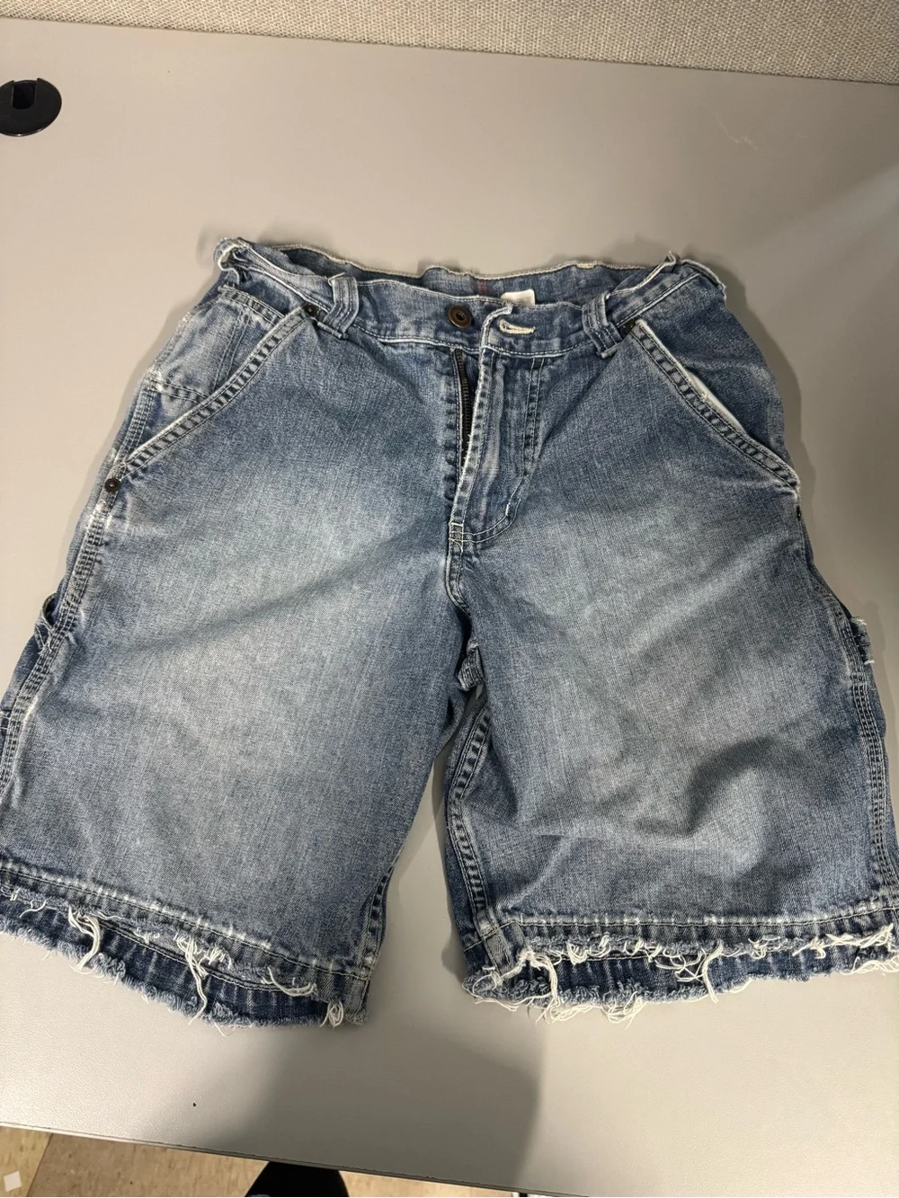 VTG Abercrombie 1892 Carpenter Denim Shorts Sz 10 USA Made Y2K Long Jorts
