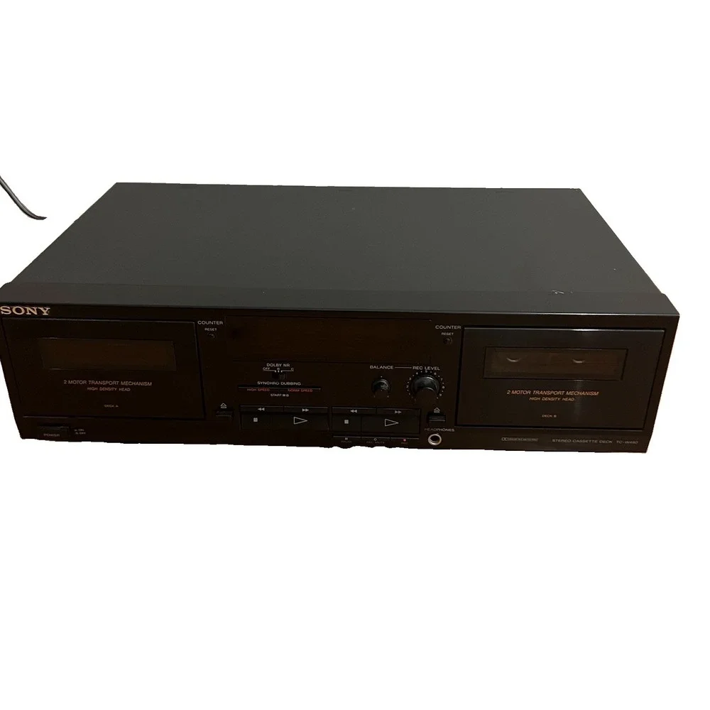 Vintage Sony Model TC-W490 Stereo Dual Cassette Deck Player Japan Black Tested