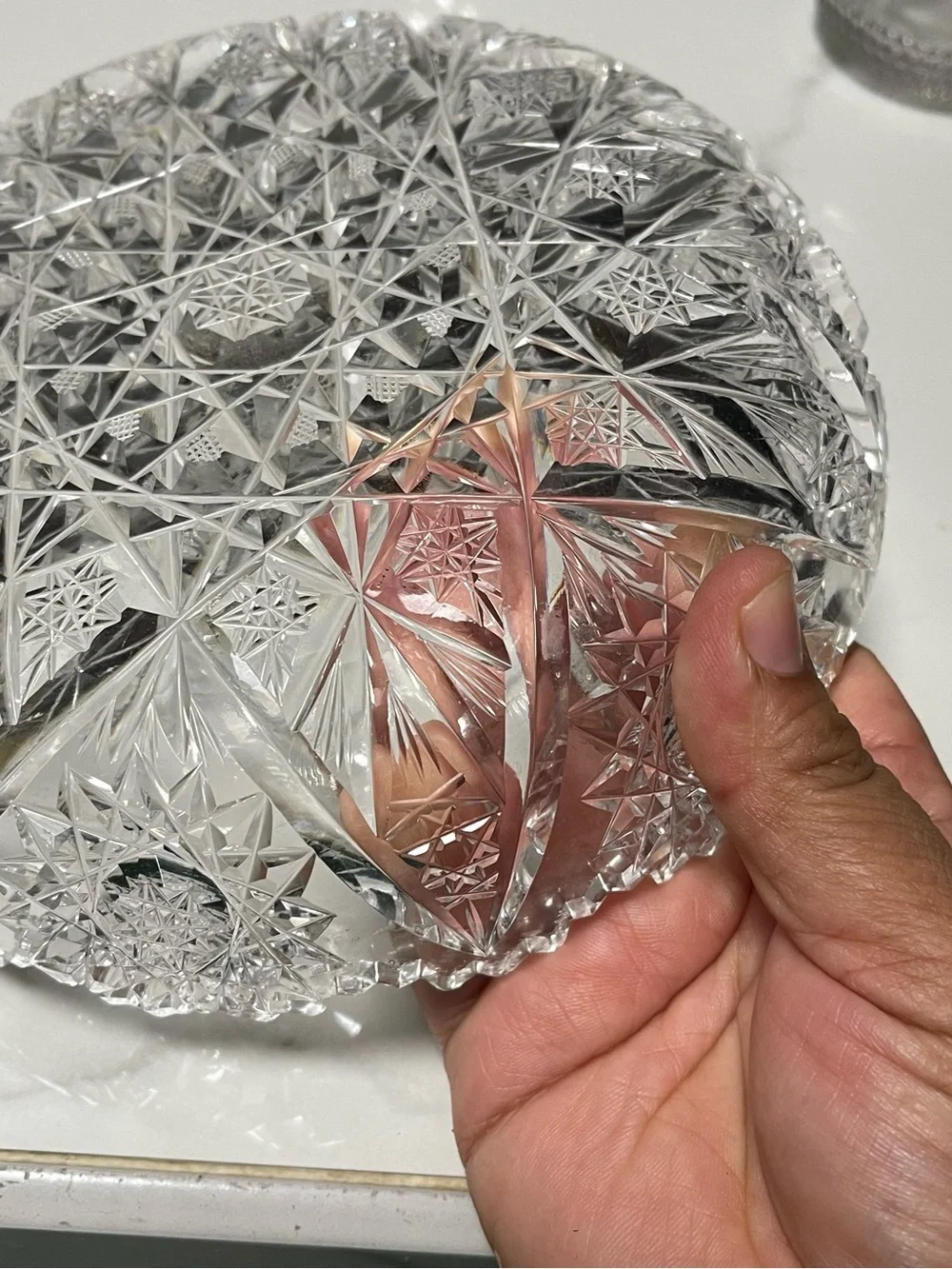 Crystal Cut Glass Decorative Serving Bowl - Clear