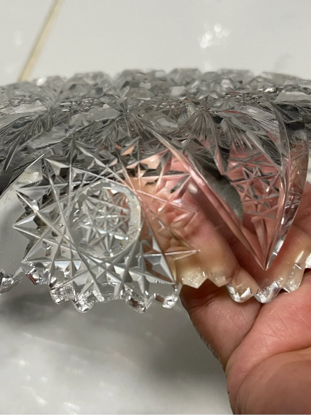 Crystal Cut Glass Decorative Serving Bowl - Clear