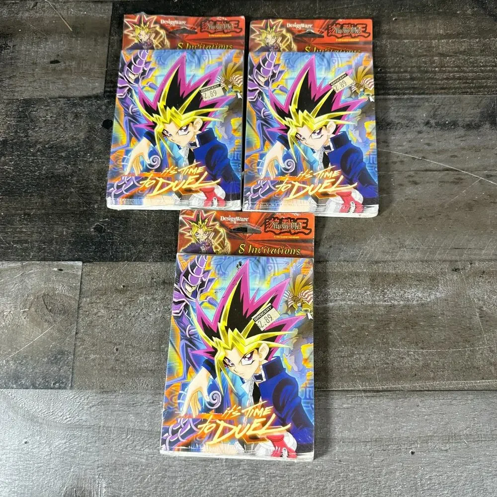 Yugioh Birthday Party 8 Pack Invitations Lot of 3 - Sealed VTG‎