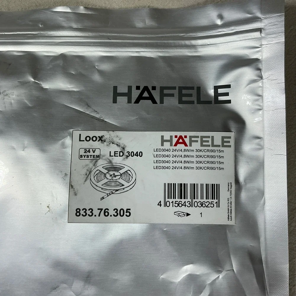 Hafele Loox LED 3040 Flexible LED Ribbon 24V 3000K‎ 15m 833.76.305 Warm White
