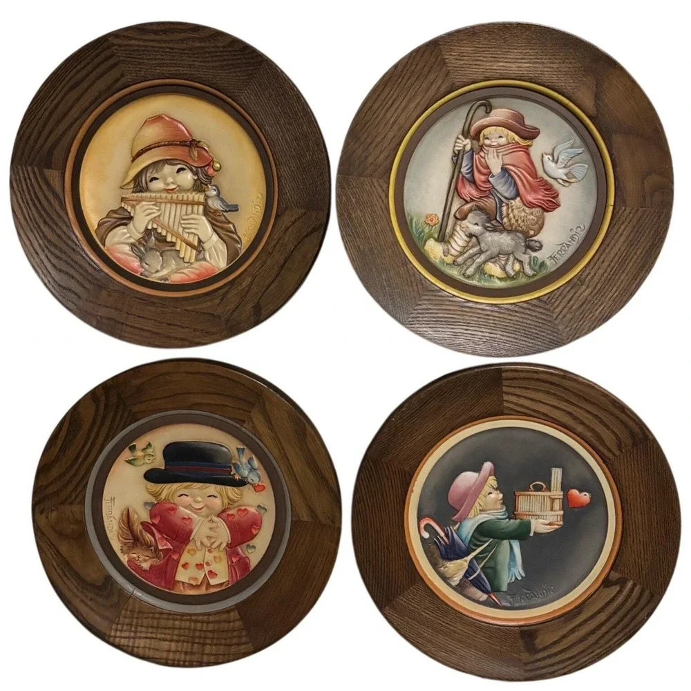 ANRI Juan Ferrandiz Wood Wall‎ Plaque Lot of 4 1979-1982 Italy