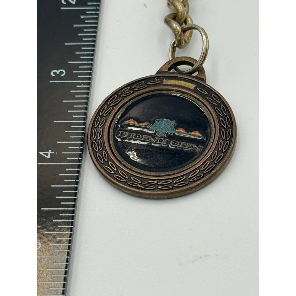 Vintage Phoenix Open Golf Tournament Keychain Bronze Thunderbird Logo‎ Souvenir