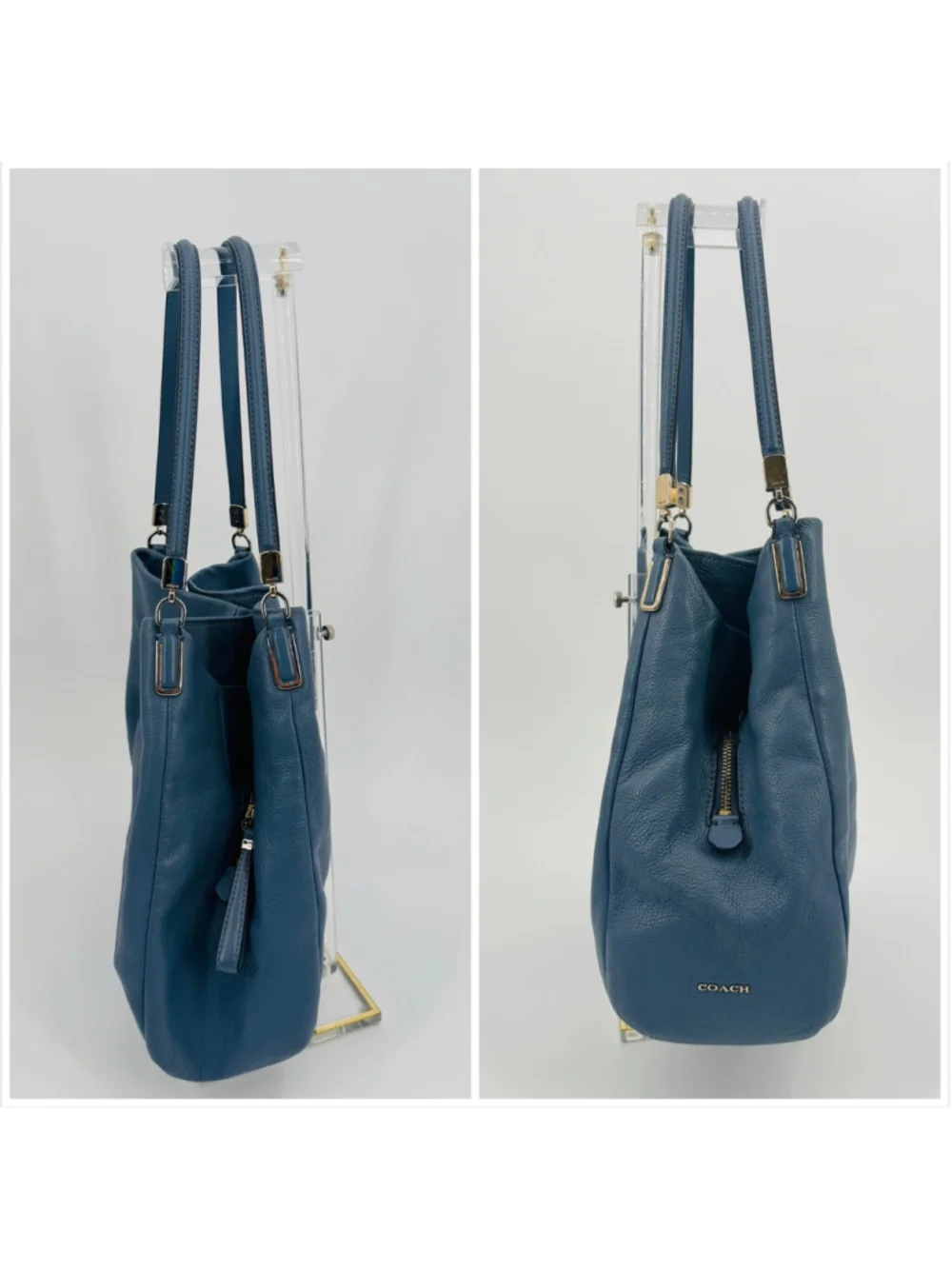 Coach 26224 Madison Pebbled Leather Hobo Bag Blue