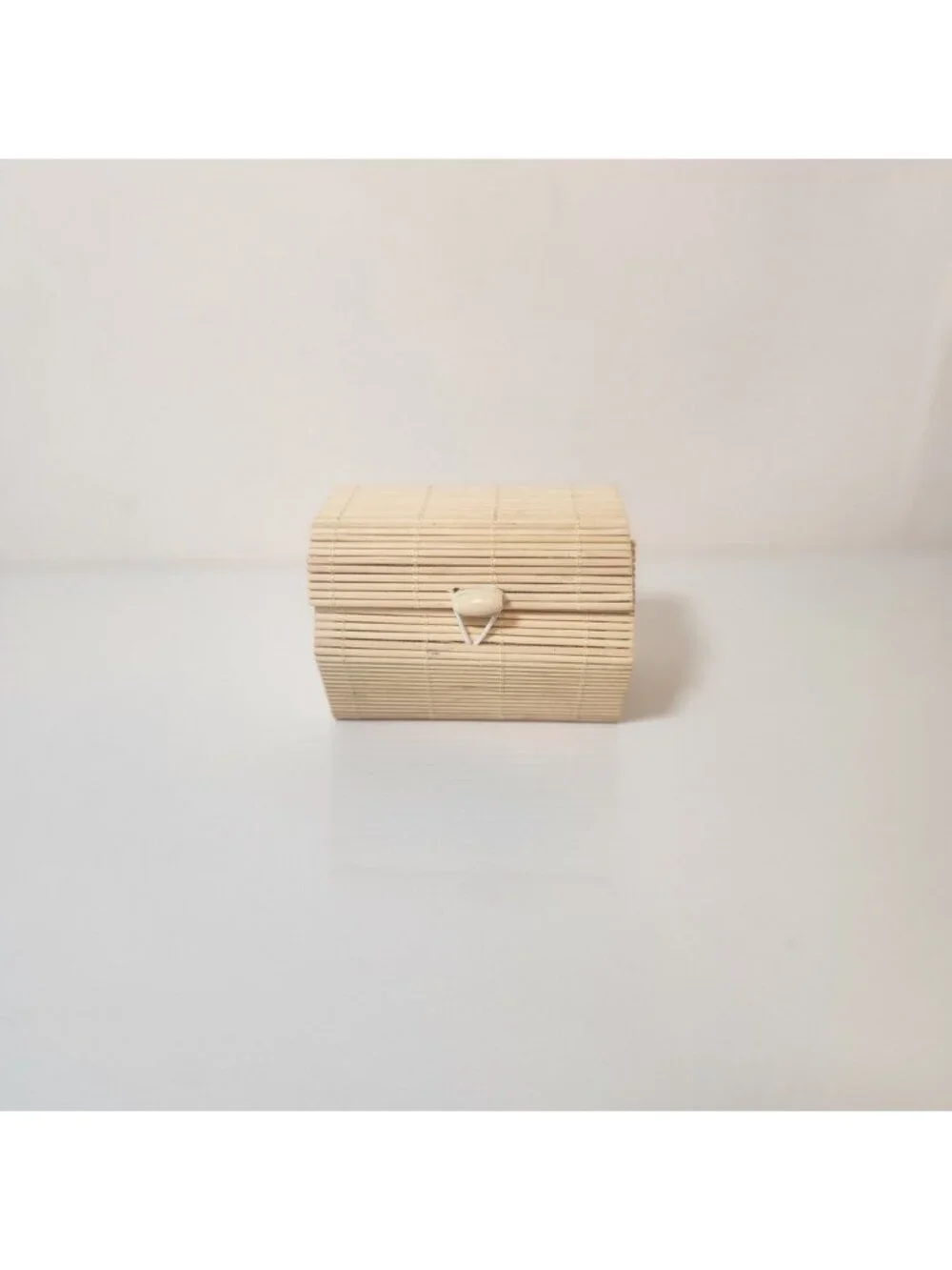 Natural Bamboo Slat Trinket Box Hexagon Small Jewelry Keepsake Case Boho Decor