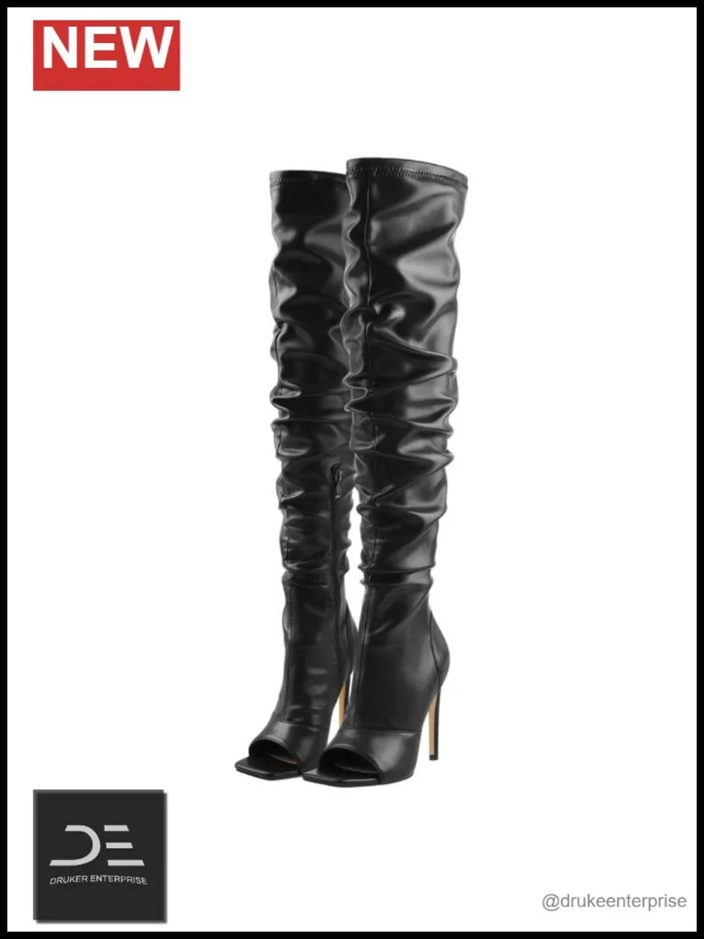 Women's Stiletto Heel Over-the-Knee Boots Pointed Toe Rhinestone Lace Up