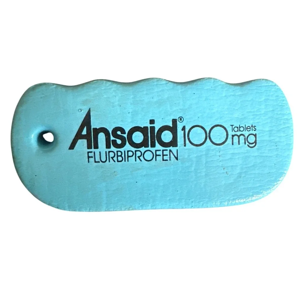 Vintage‎ Ansaid Flurbiprofen 100mg Pharma Promo Floating Keychain Blue Foam Swag