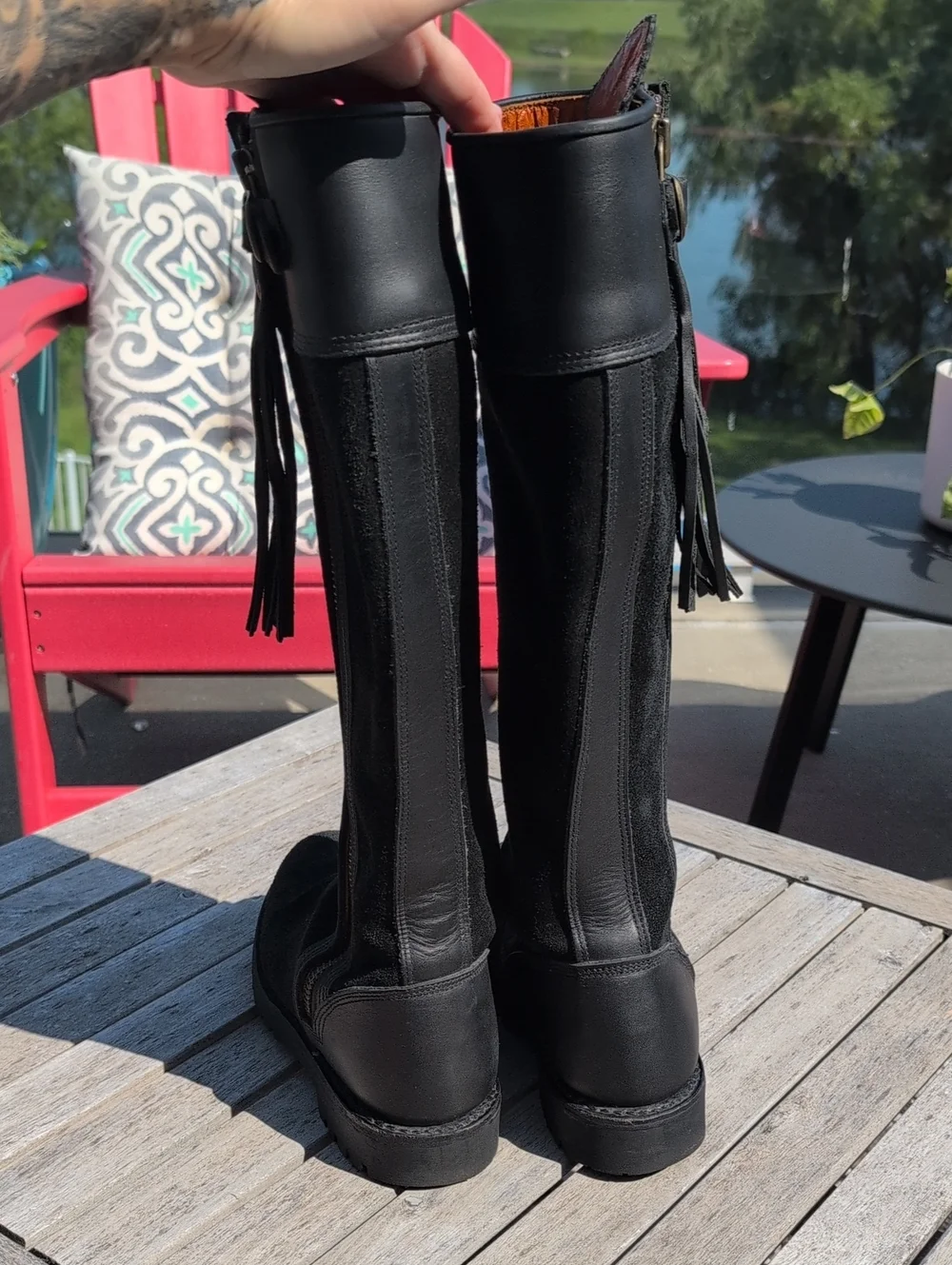 Penelope Chilvers Black Suede Tall Tassel Boots 36