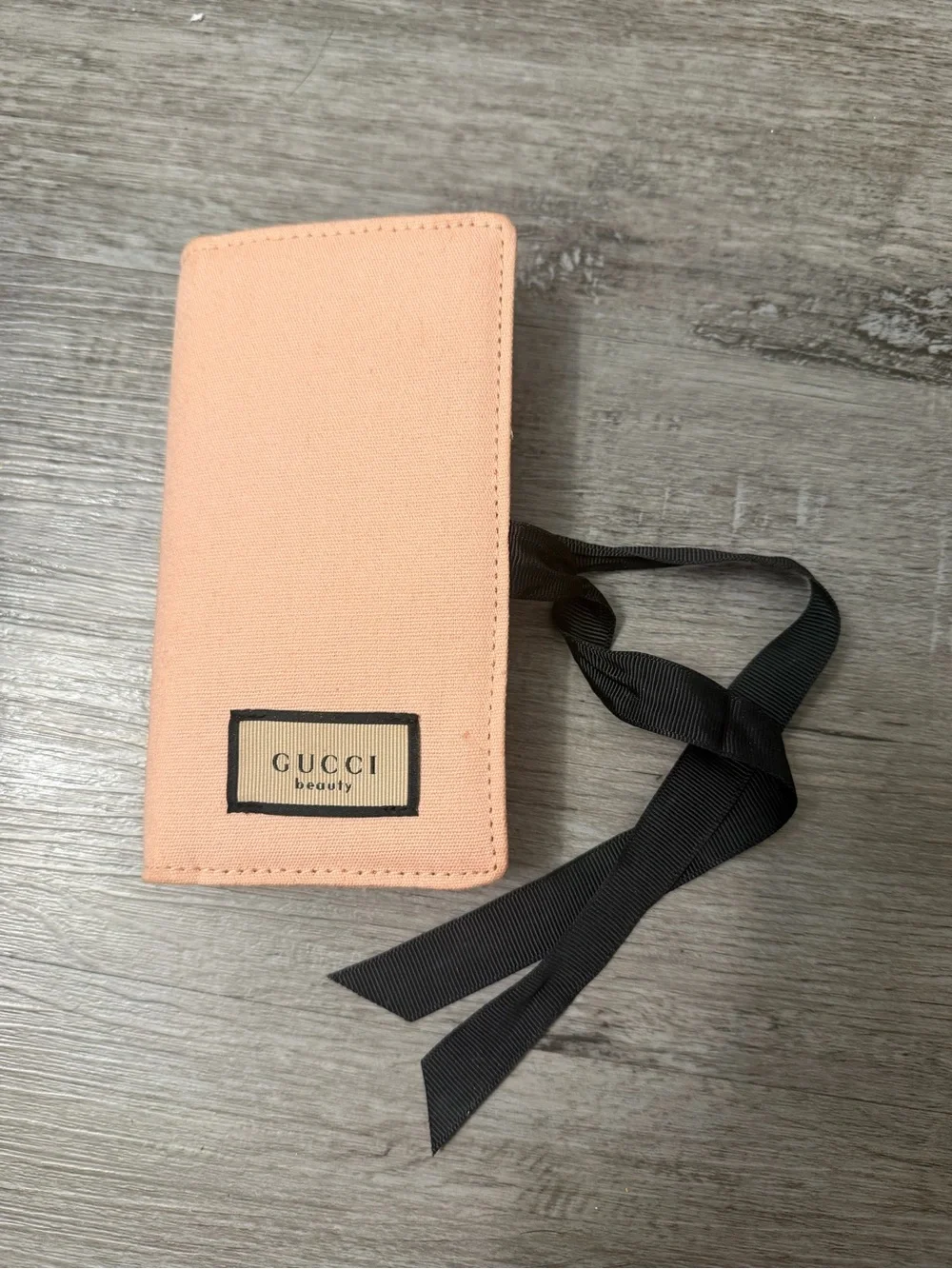 Gucci Peach Canvas Travel Brush Pouch with Two Eyeshadow Brushes