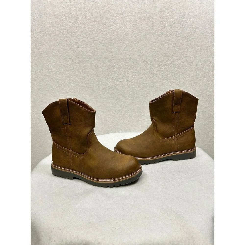 Mountain Creek Weller Boots‎ Kids Size 2M Tan Brown Western Lug Sole