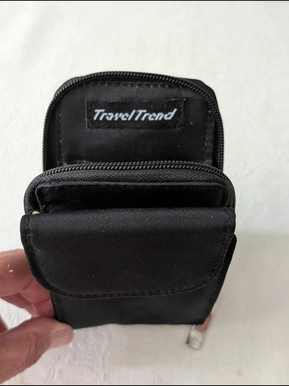 TravelTrend Black Nylon Zip-Around Travel Passport & ID Holder Wallet Organizer