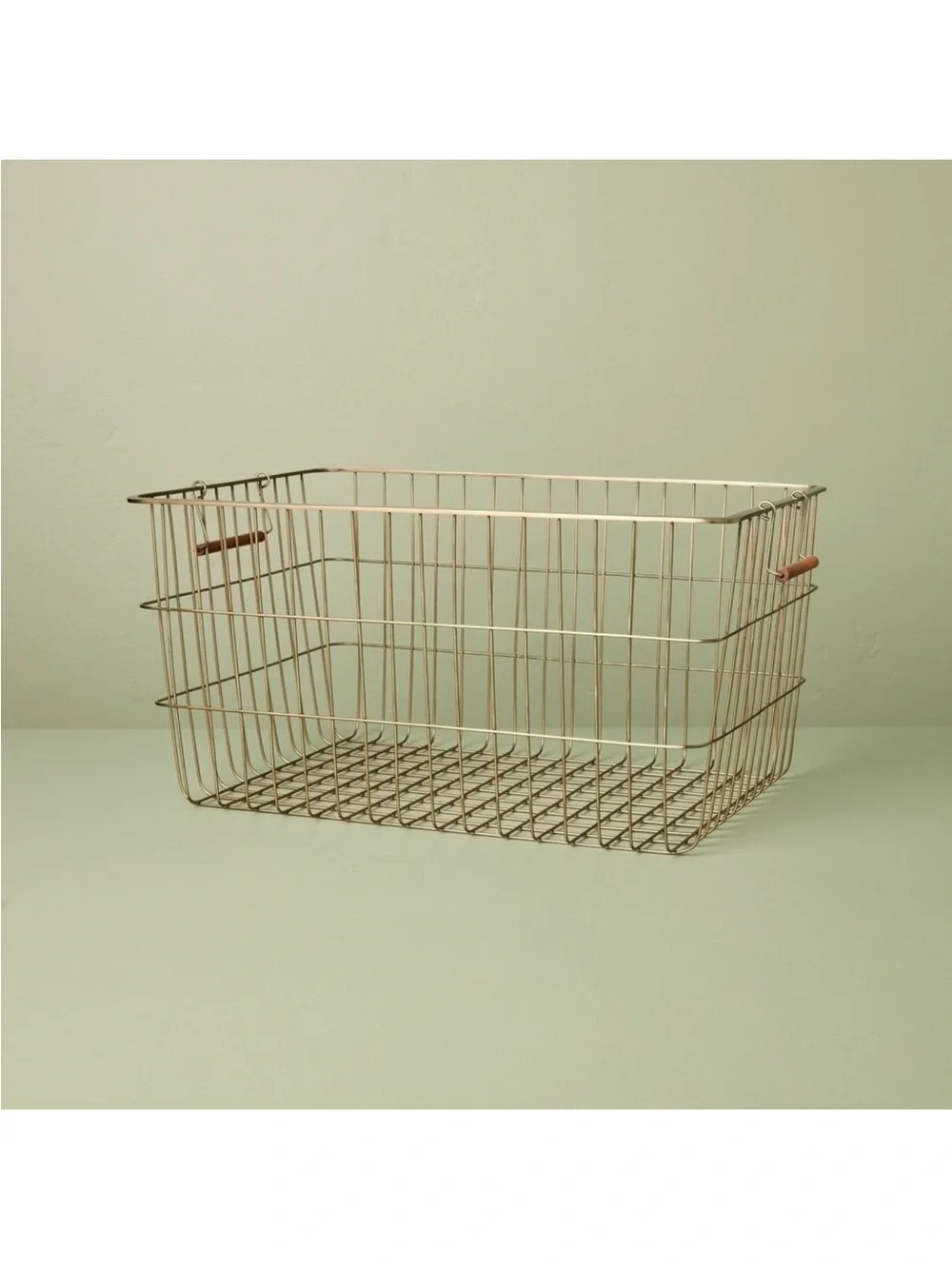 NEW! Large Rectangular Brass Wire Storage Basket Hearth & Hand w/Magnolia, Large