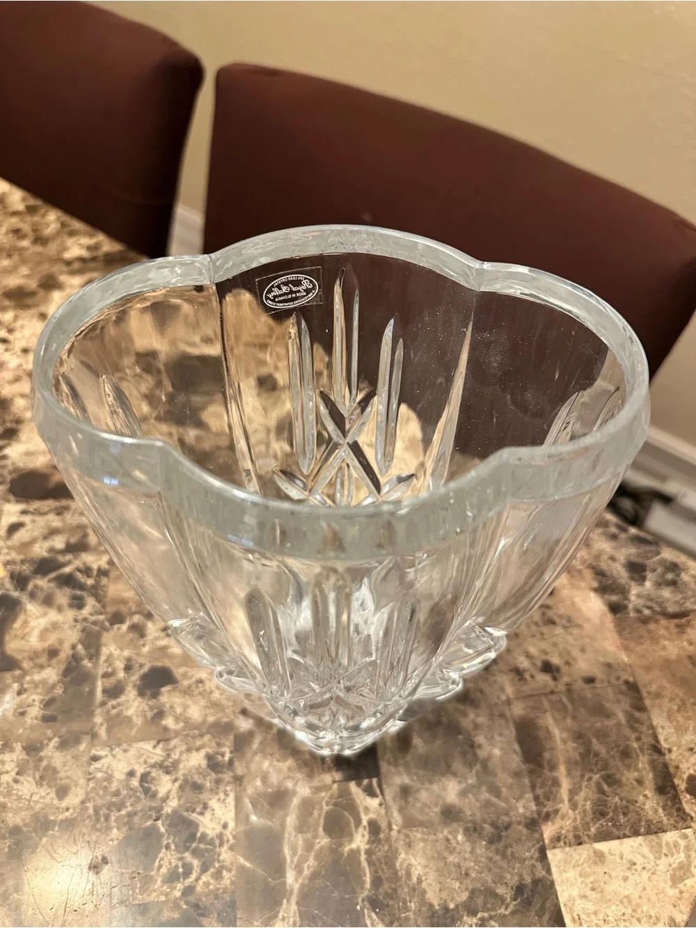 Clear Crystal Glass Vase - Elegant Cut Design