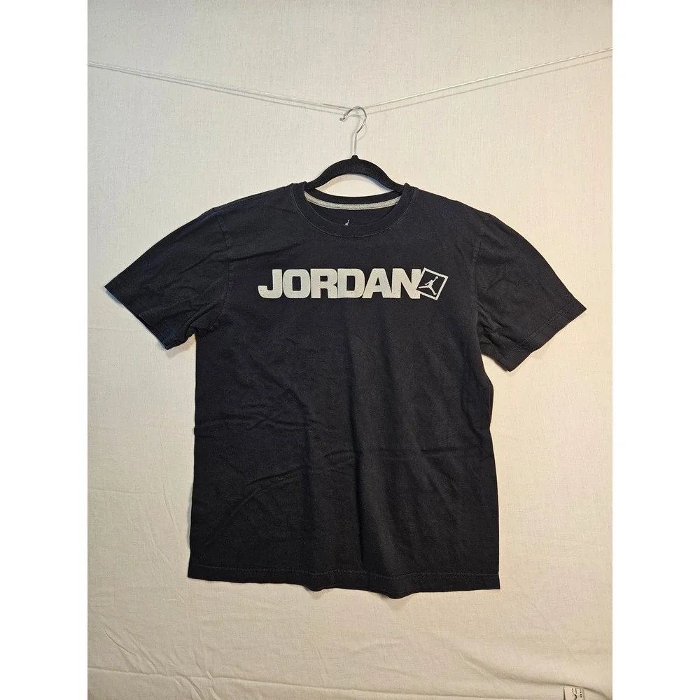 Jordan Mens Jumpman Logo Graphic T-Shirt Black Short Sleeve Crew Neck 3115