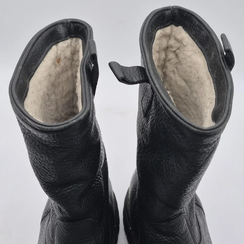 Blondo Snow Boots Winter Mens‎ Size 9 Black Leather Wool Lined Pull On Canada