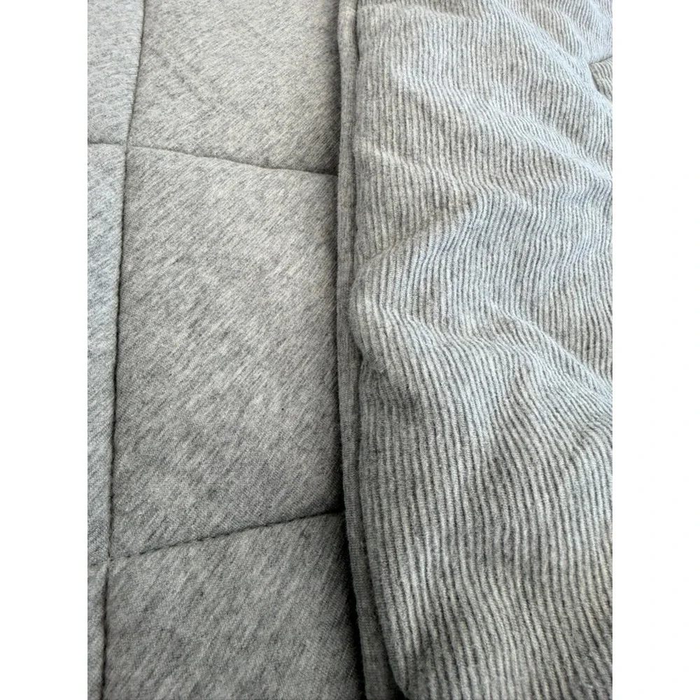 Gray Quilted Jersey Comforter‎ Diamond Stitch Minimalist King 102x86 Heavy Cozy