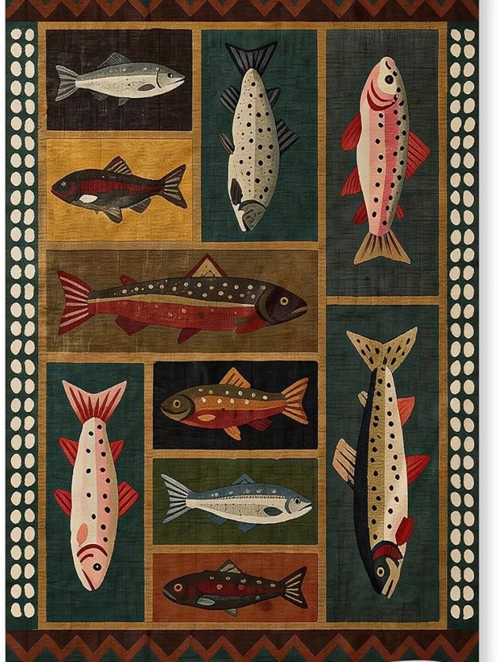 Decorative Fish Wall Art Tapestry- Multicolor Fish Pattern